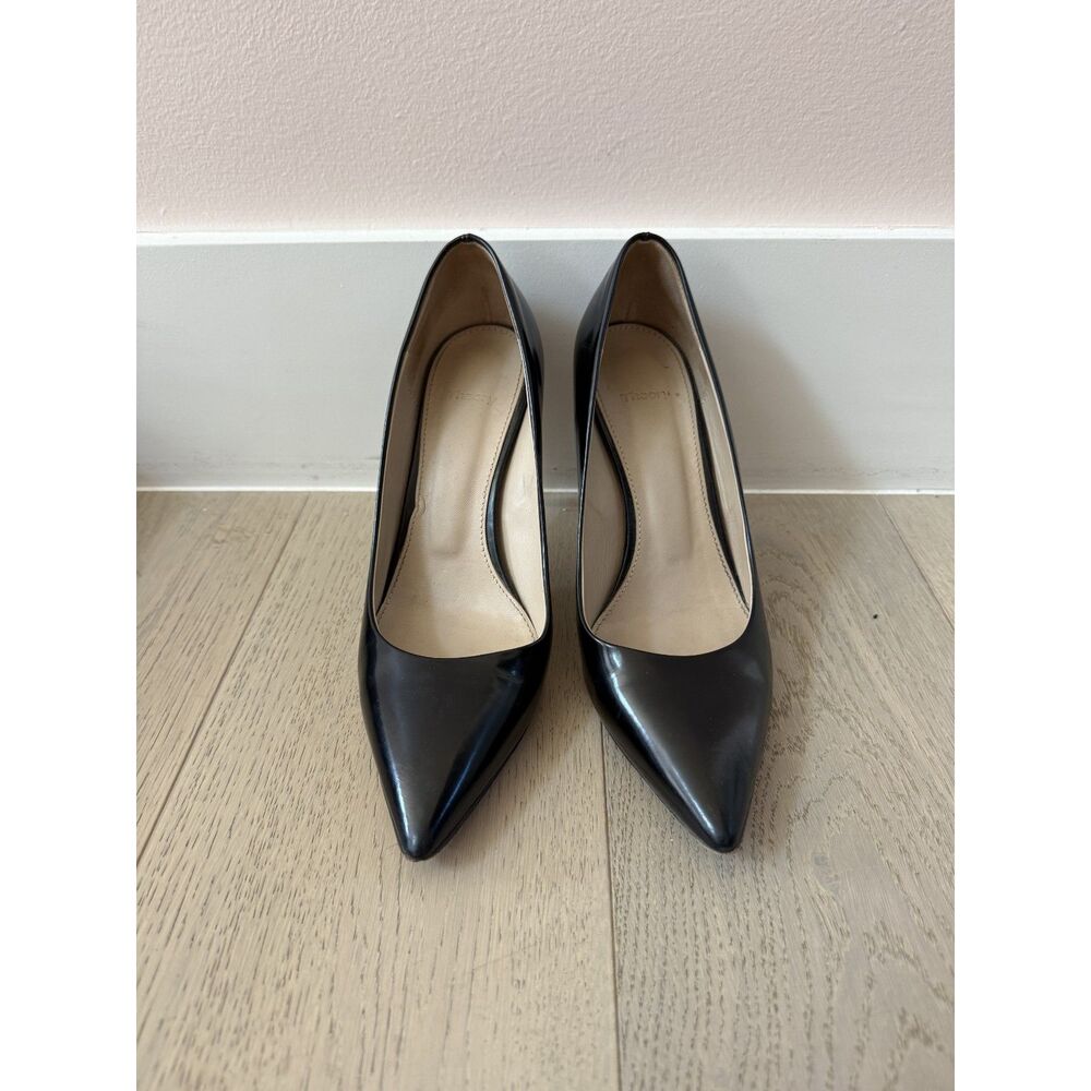 Theory Black Leather Pointed Toe Pumps Heels EU 39/US 8-8.5 Made in Italy